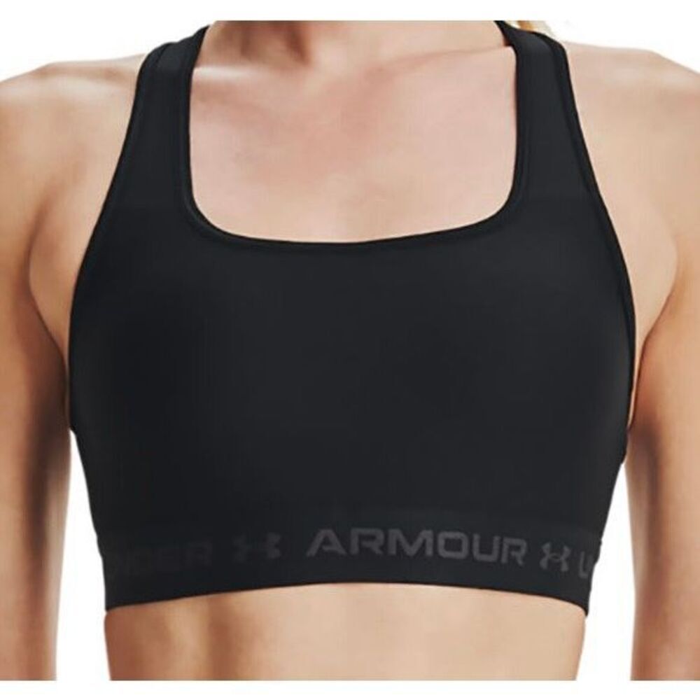 Under Armour Cross-Back Mid Bra Women's Lingerie Black/Jet Gray : MD (US‎ 8-10),